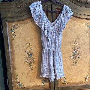 American Eagle Outfitters Striped Ruffle Jumpsuit - Multicolor